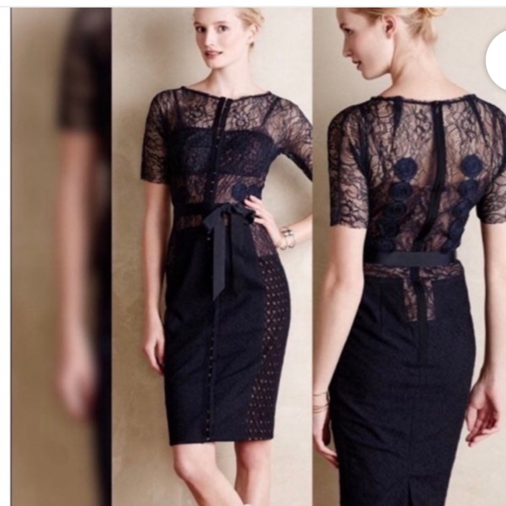 Anthropologie Byron Lars Beguile Black Lace Dress